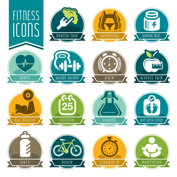Fitness és wellness ikon készlet — Stock Vector