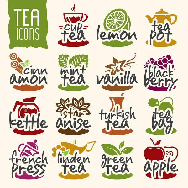 Minőségi Ikonkészlet Használható Tea — Stock Vector