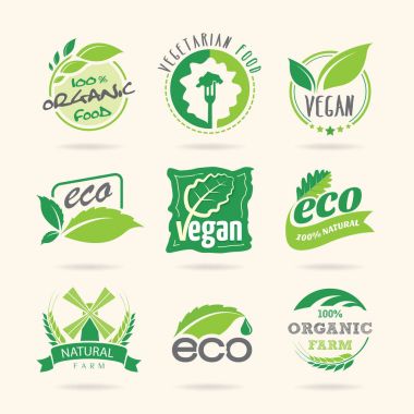 Ekoloji ve vegan, vejetaryen Icon set