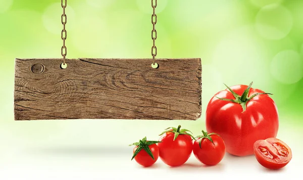 Pomodori Freschi Asse Legno — Foto Stock