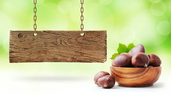 Fresh Chestnut Wooden Board — Stock Photo, Image