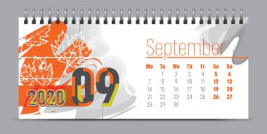 2020 mevsimlik konsept ve tipografi içeren vektör takvimi tasarımı