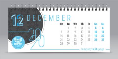 2020 vektör takvim tasarımı, tipografi, illüstrasyon.