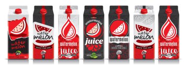Tasarım vektörü karpuz suyunu ve meyve paketini hazırla