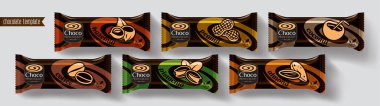 Chocolate bar vector packaging design. Nuts chocolate set.