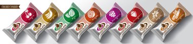 Chocolate bar vector packaging design. Fruit and spicy chocolate set.