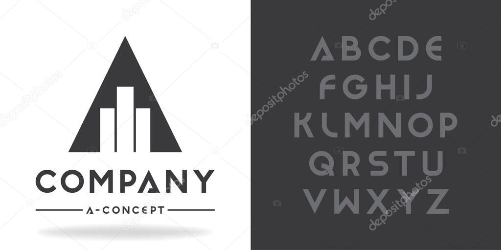 Real Estate, Business logo template. Font character design with font family.