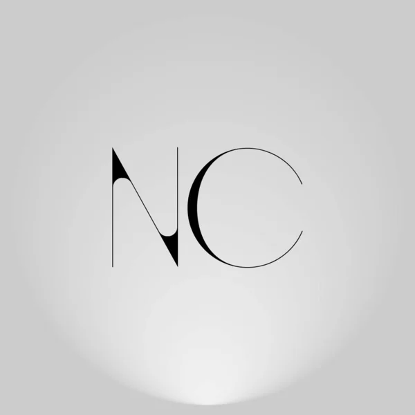 NC Black thin minimalist LOGO Design with Highlight on Gray background.