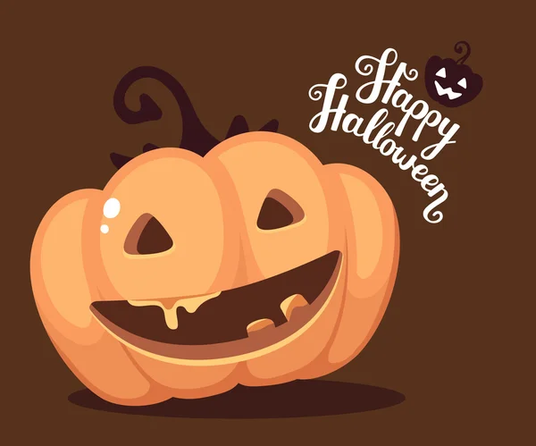 Vector halloween illustration of decorative orange pumpkin with — Stock Vector