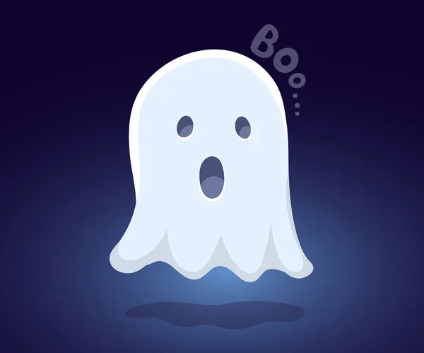 Vektor halloween illustration av vit flygande spöke med ögon, m — Stock vektor