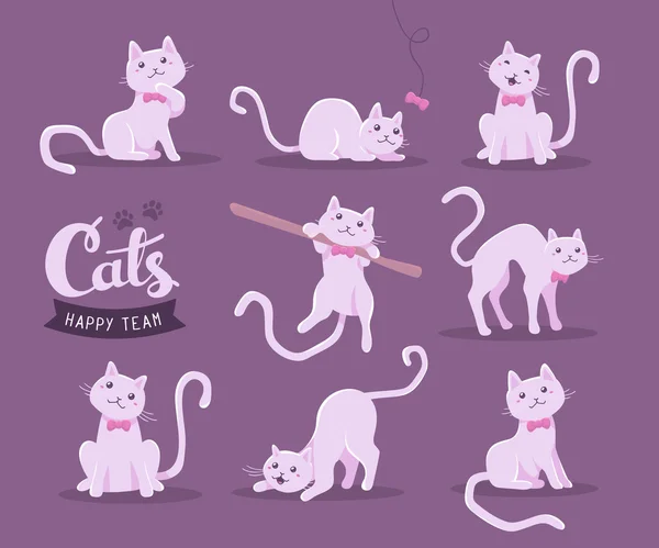 Coleção vetorial de ilustração de gato bonito em diferentes poses —  Vetores de Stock