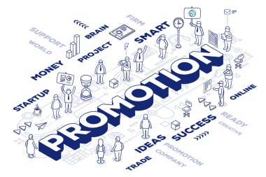 Üç boyutlu kelime promosyon peo ile vektör çizim