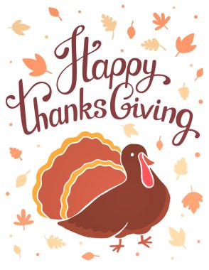 Vektör Şükran illüstrasyon kahverengi Türkiye kuş ve metin ile birlikte