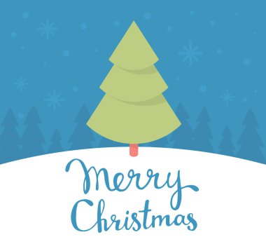 Vektör çizim ile handw yeşil renk Noel köknar ağacı