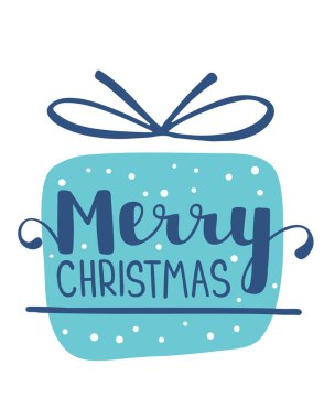 Yeşil renk Noel hediyesi handwritt ile vektör çizim
