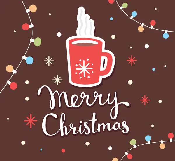 Vektor bunte Illustration von Weihnachten Heißgetränk mit Handwri — Stockvektor