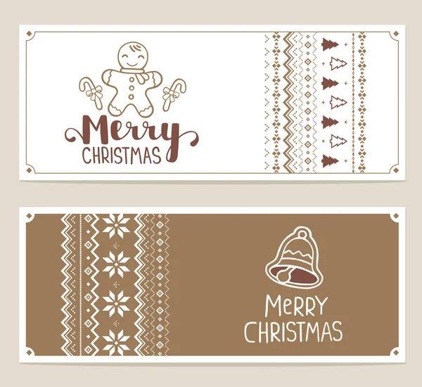 Deux vecteurs de Noël illustration stylisée avec texte écrit à la main — Image vectorielle