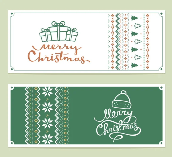 Two vector christmas stylized illustration with handwritten text — Stock Vector