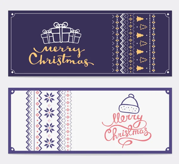 Two vector christmas stylized illustration with handwritten text — Stock Vector