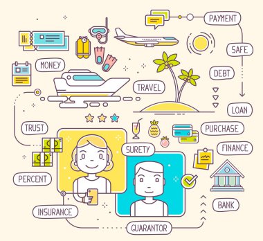 Erkek ve kadın hakkında bir va telefonla konuşma vektör çizim