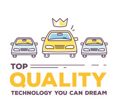 Üç araba üstbilgi typograph ile vektör yaratıcı çizim
