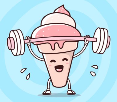 Pembe dondurma halter ağırlık kaldırma ile vektör çizim
