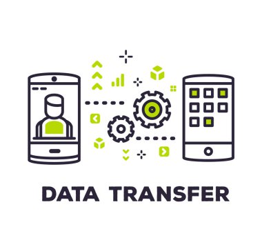 Vektör iş çizim cep telefonları wh üzerinde veri gönderme