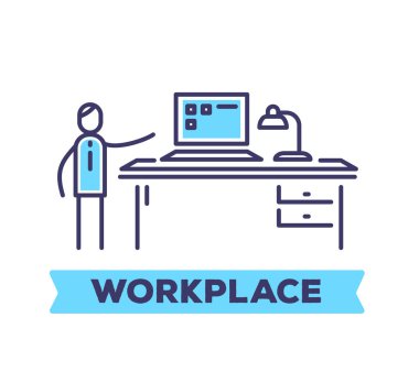 Bir adam, office ayakta vektör iş çizim 