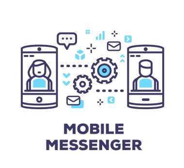 Vektör iş çizim cep telefonlarına sms, mail gönderme,
