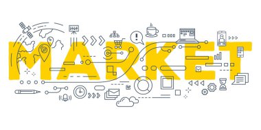 Vektör yaratıcı tipografi yazı Pazar word çizim