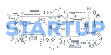 İş başlangıç kelime yazı vektör yaratıcı çizim 