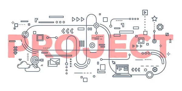 Ilustração criativa vetorial do tipografo de letras de palavras de projeto —  Vetores de Stock