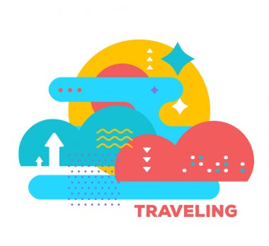 Bulutlar o ile parlak yaratıcı soyutlama vektör çizim