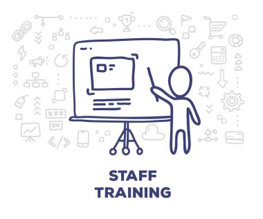 Büyük tasarı yönetim kurulu bir tripod üzerinde vektör yaratıcı çizim 