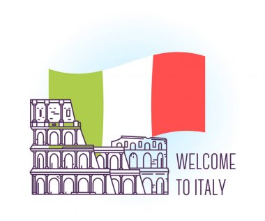 Coliseum vektör Illustration. Roma landmark. İtalya'nın sembolü.
