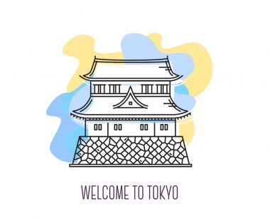 İmparatorluk Sarayı vektör Illustration. Tokyo landmark. Sembol o