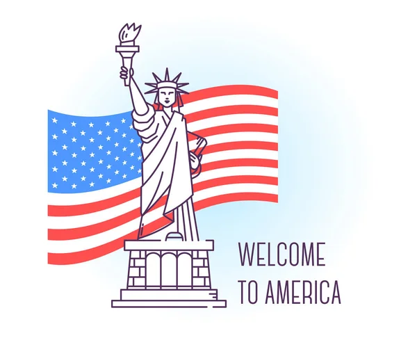 記念碑米国自由の女神像のベクトル イラスト。ニューヨーク — ストックベクタ