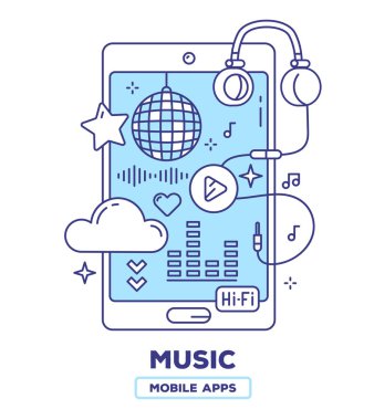 Cep telefonu kulaklık, pl ile vektör yaratıcı çizim