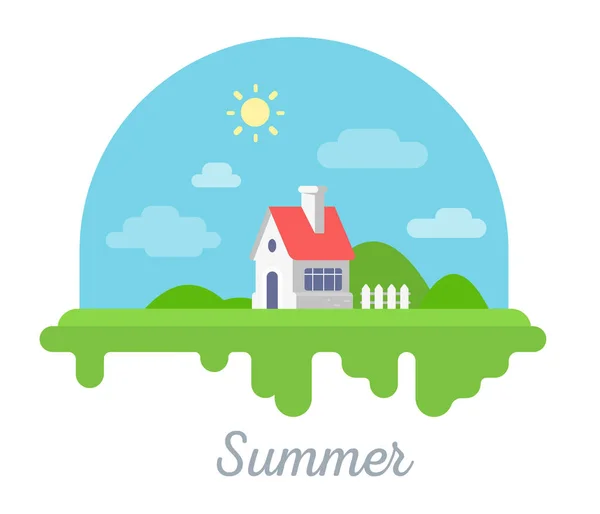 Vektor saisonale Darstellung des schönen Hauses mit Kamin und — Stockvektor