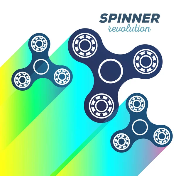 Ilustração vetorial de spinners fidget rotativos com tr colorido — Vetor de Stock