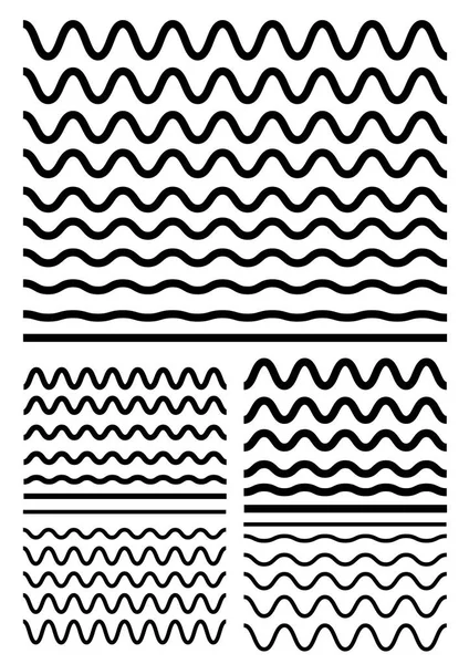 Collezione di diverse onde morbide isolate su sfondo bianco . — Vettoriale Stock