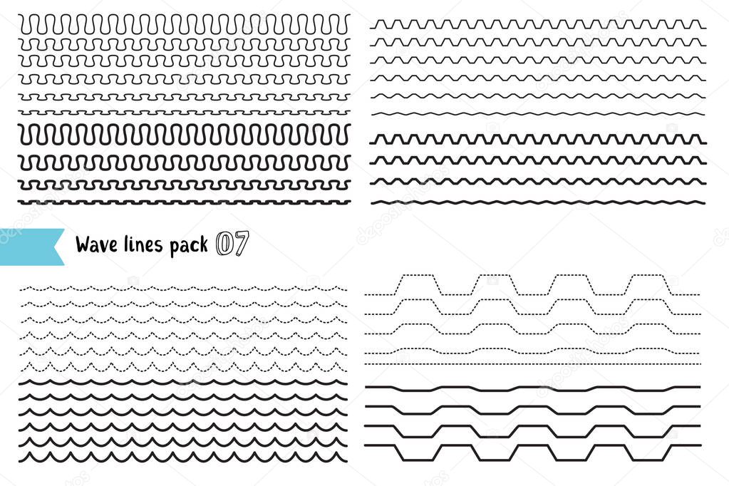 Vector collection of different wave with a very strong vibration