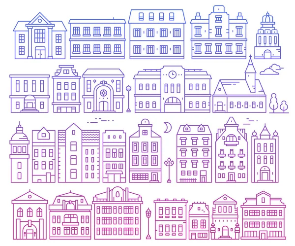 Groot vector set van verschillende stedelijke architectuur. Illustratie van — Stockvector