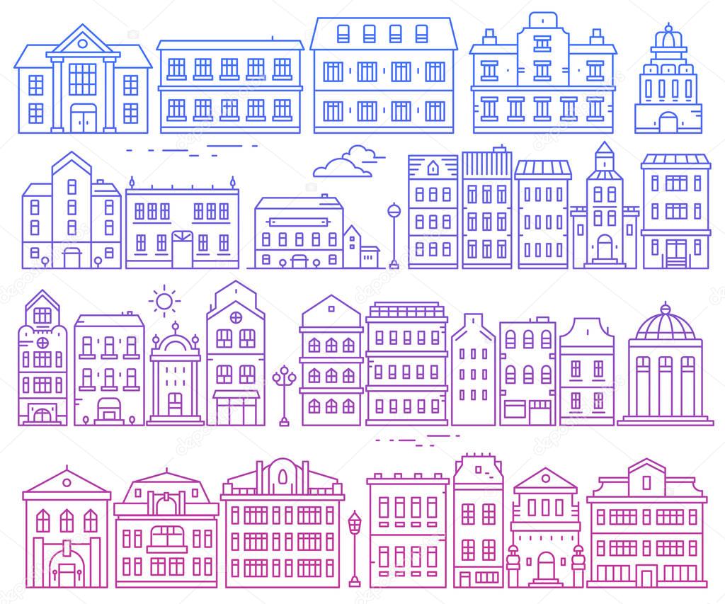 Big vector set of different urban structures. Illustration of co