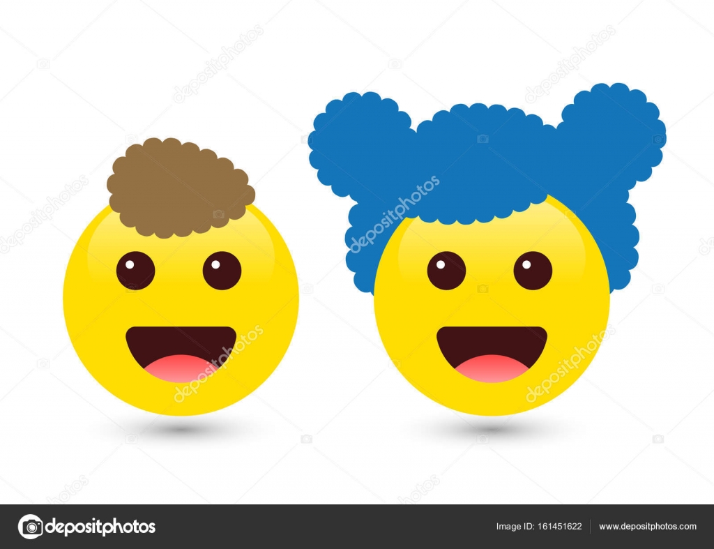 Vector Illustration Of Two Cute Smiley Yellow Emoticons On White