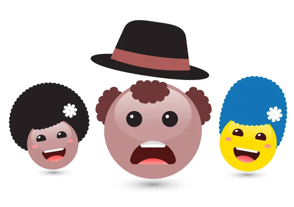 Vektorillustration av familjen av söt smiley emoticons på vit — Stock vektor