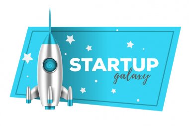 Parlak metal uzay roketi ile b gerçekçi vektör çizim