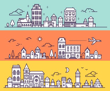 Ağaç, bulut, kentsel Avrupa Beyaz Şehir'in üç varyasyon bir