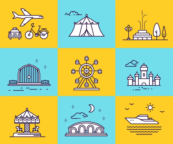 Renk arka plan üzerinde kentsel inşaat vektör koleksiyonu. Ayarla