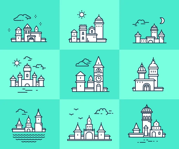 Vektör yeşil zemin üzerine kentsel inşaat topluluğu. Ayarla